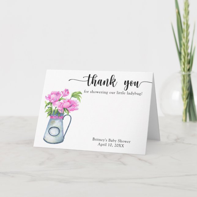 Pichet aquarelle de fleurs merci baby shower (Devant)
