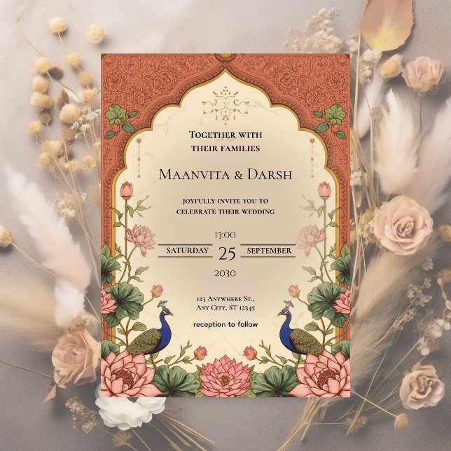Pichwai Inspired Indian Wedding Invitation (Créateur téléchargé)