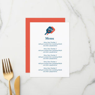 Pickelball menu mariage avec logo paddle racket