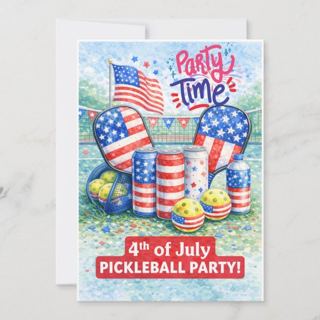 PICKLEBALL 4th of July Pickleball Party Invitation (Devant)