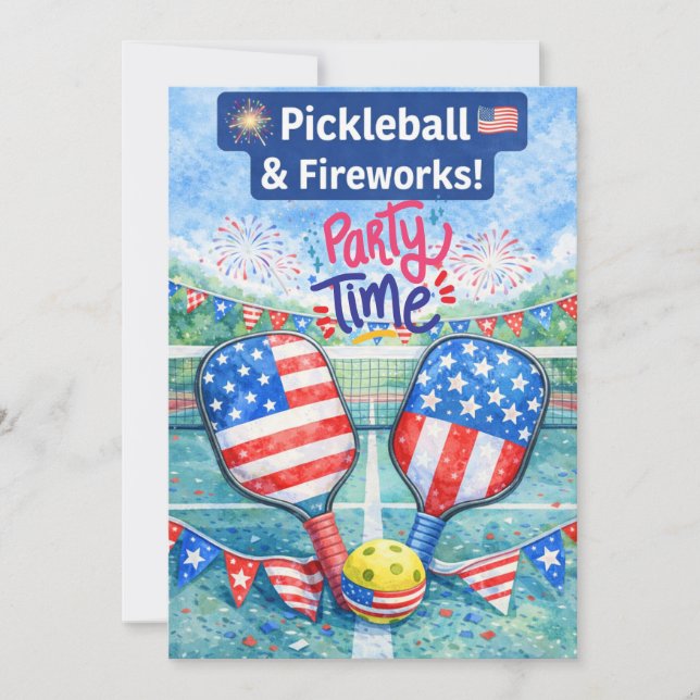 PICKLEBALL 4th of July Pickleball Party Invitation (Devant)