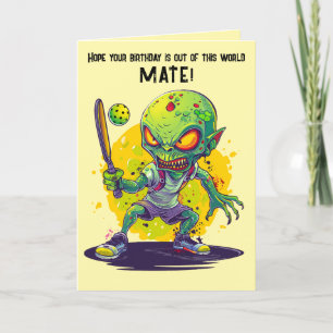 Pickleball Alien Bonne carte d'anniversaire