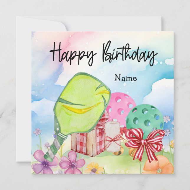 Pickleball avec cadeaux d'anniversaire (Devant)