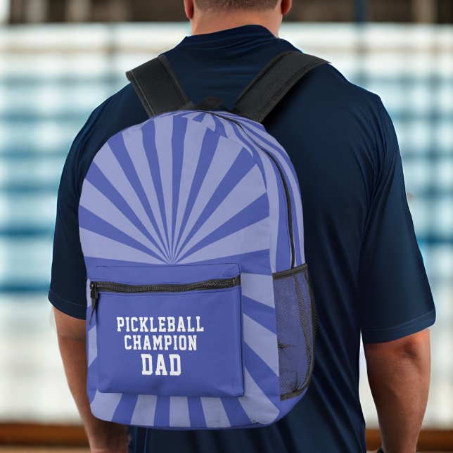 Pickleball Champion Papa sac à dos bleu (Pickleball Champion? Here's your backpack! Add your initials)