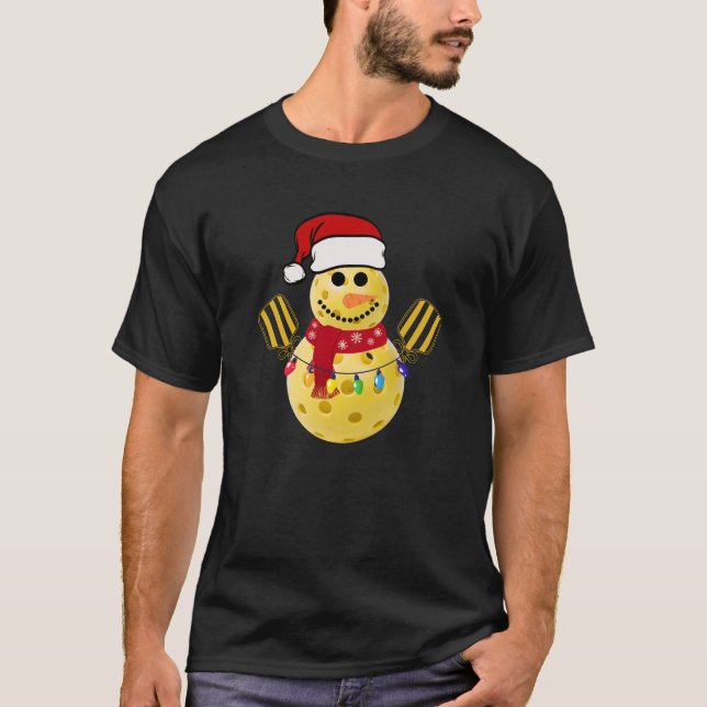 Pickleball Christmas Snowman Funny T-Shirt Gift (Devant)