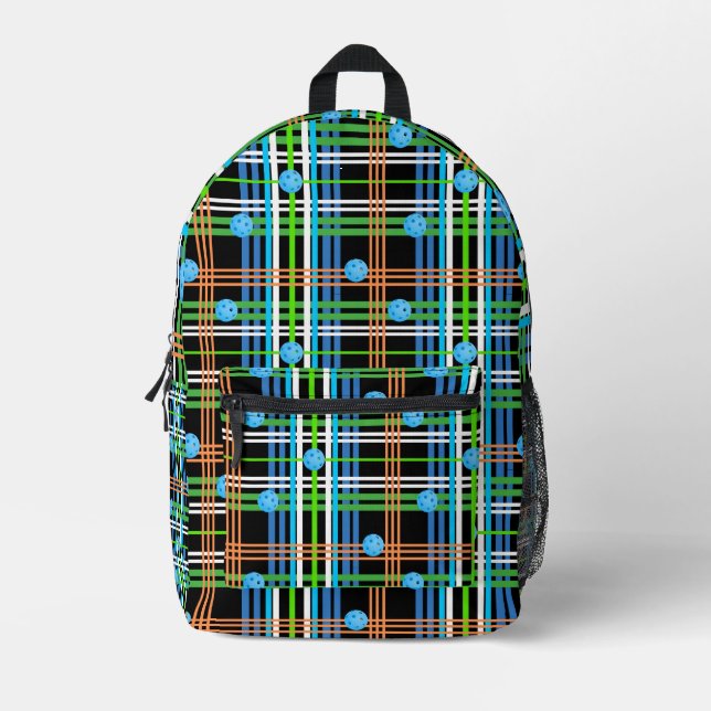 Pickleball Court sac Noir et bleu Plaid (Recto)