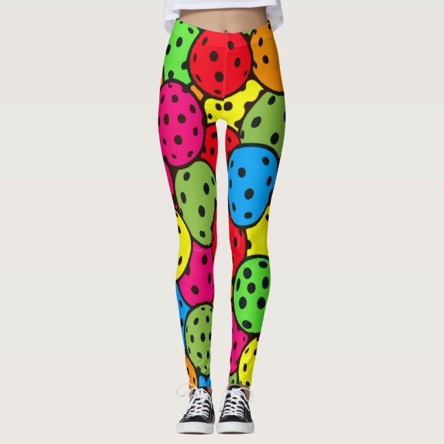 Pickleball Dotée Ball Party Couleur Pop Leggings (Devant)