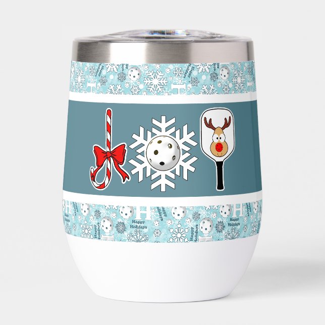 Pickleball Joie de Noël Flocon de Neige Bleu et Bl (Avant)