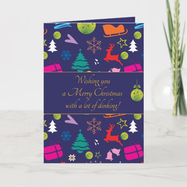 Pickleball 🎄 Joyeux Noël, carte texte personnalis (Devant)