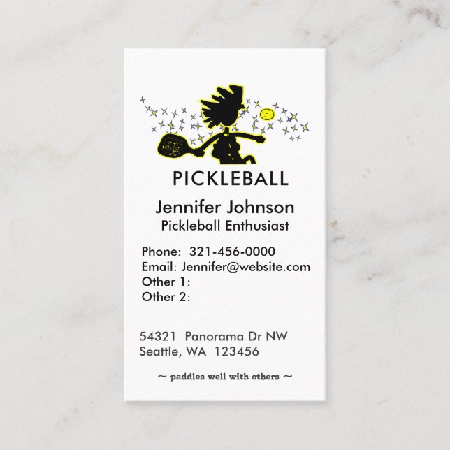 Pickleball Joyful Silhouette Carte de visite (Devant)