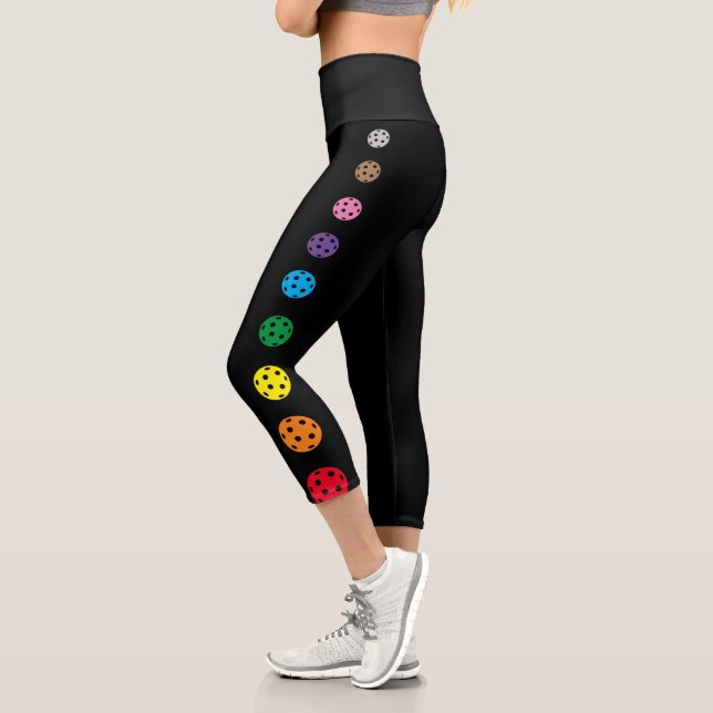 Pickleball Leggings Grey Rainbow Crop Capri (Gauche)