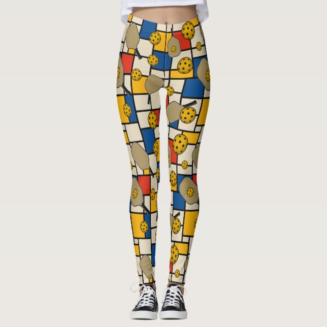 Pickleball Leggings Piet Mondrian Motif (Devant)