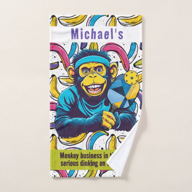 Pickleball L'évasion du singe Dinkin' ! (Serviette à main)