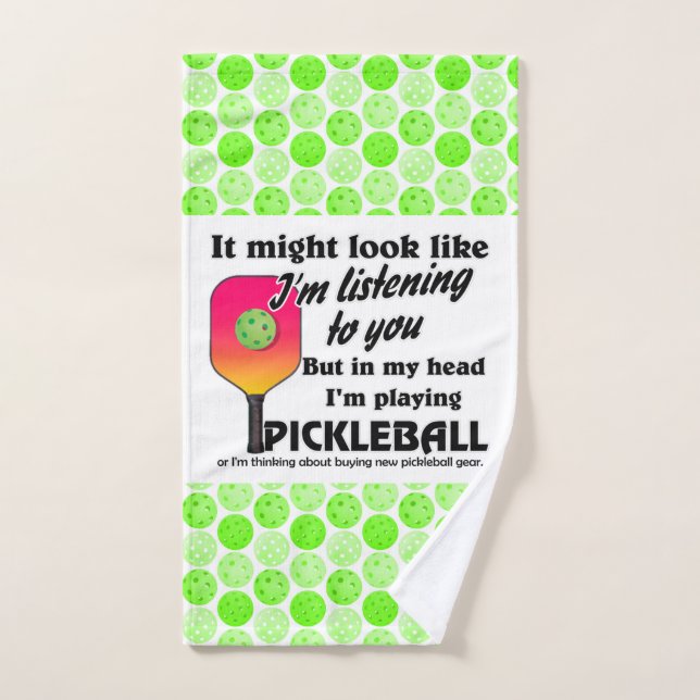 Pickleball Lover Dans ma tête je joue au Picklebal (Serviette à main)