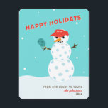 Pickleball Noël Humoristique Carte Snowman<br><div class="desc">Votre famille et vos amis auront un petit coup de coeur quand ils ouvriront cette carte de vacances pour bonhomme de neige! En rouge,  bleu et blanc. Le texte sous le bonhomme de neige est personnalisable. Une partie d'une collection de Parcel Studios.</div>