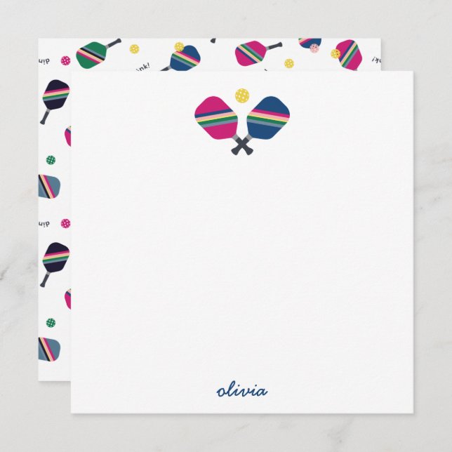 Pickleball Nom de script personnalisé Carte Bleu N (Devant / Derrière)