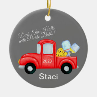 Pickleball - Ornement de Noël personnalisé pour le