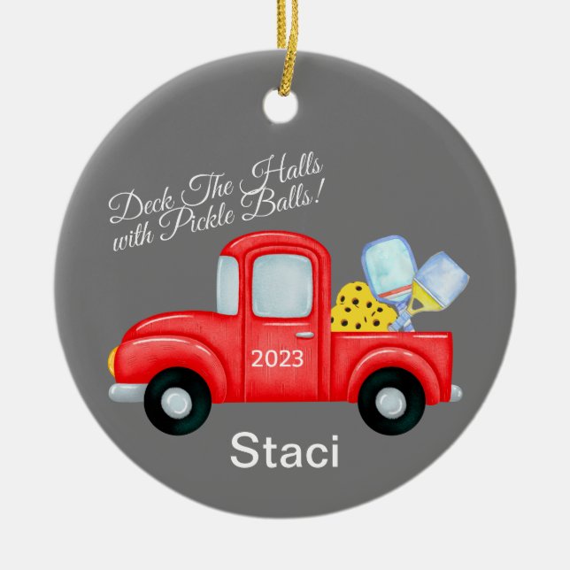 Pickleball - Ornement de Noël personnalisé pour le (Devant)