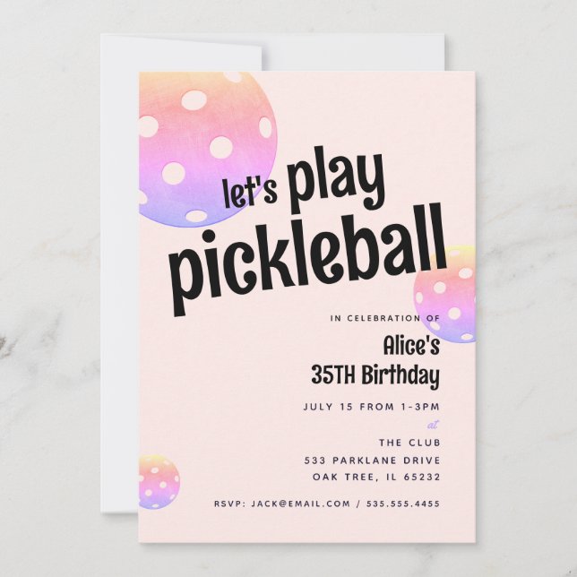 Pickleball Party Sports Pastel Party Invitation (Devant)