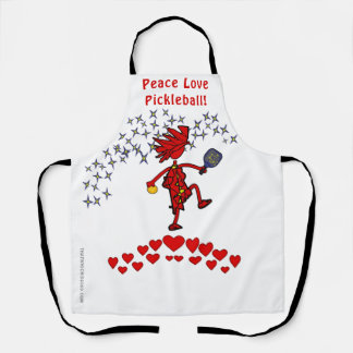 Pickleball Peace Love All-Over Imprimer Tablier