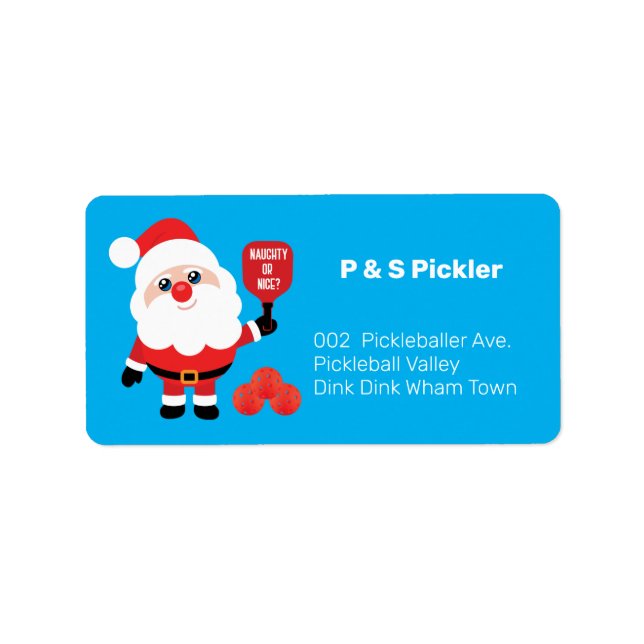 Pickleball 🎅 Père Noël adresse bleue ou Étiquette (Devant)