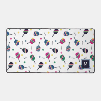 Pickleball Personnalisé Monogramme Bleu Vert Rose