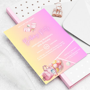 Pickleball Pink Fun 30th Birthday Party Invitation