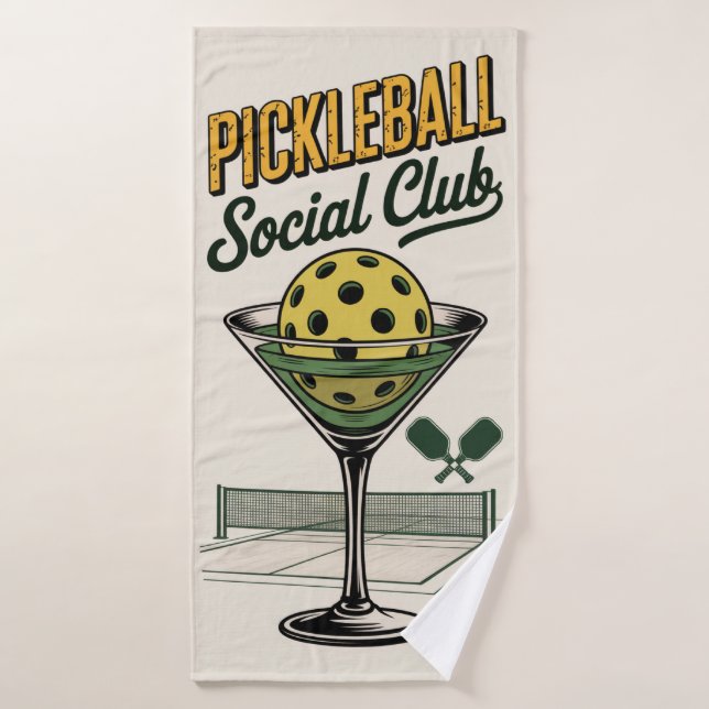 Pickleball Social Club Retro Paddle Court (Serviette de bain)