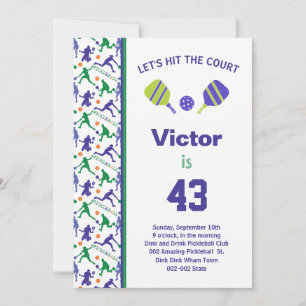 Pickleball vert et violet B'day + invitation RSVP