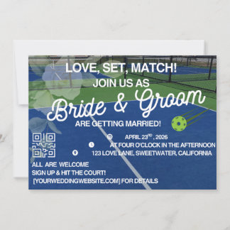 Pickleball Wedding Invitation - Modern Court Sport
