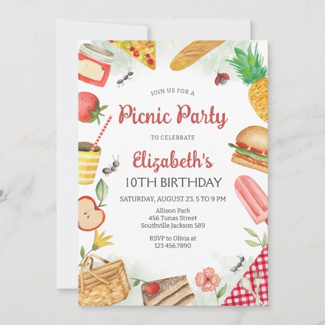 Picnic Birthday Party Invitation (Devant)