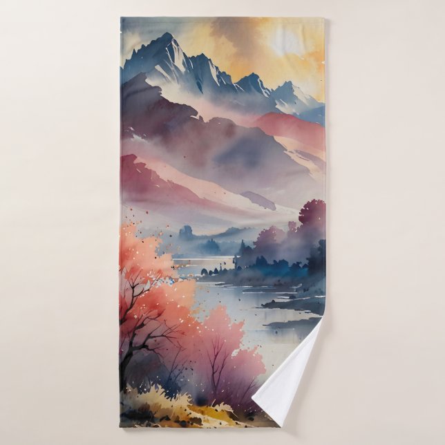 Pics Pastel et eaux calmes (Serviette de bain)
