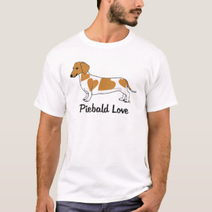 Piebald Love Dachshund T-Shirt (marques rouges)