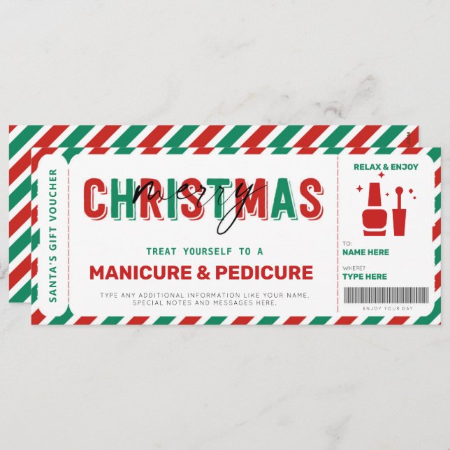 Pièce cadeau Manicure de Noël Pedicure Mani Pedi (Devant / Derrière)