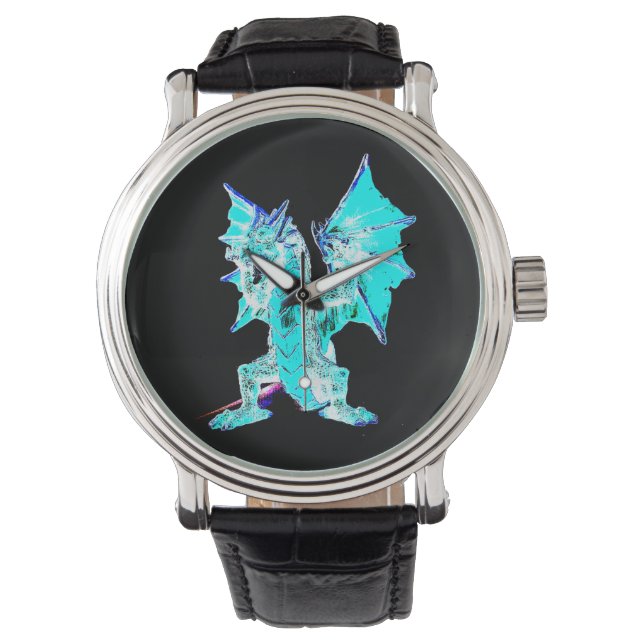 Pièce d'art fantastique Montre Bleue Dragon Océan  (devant)
