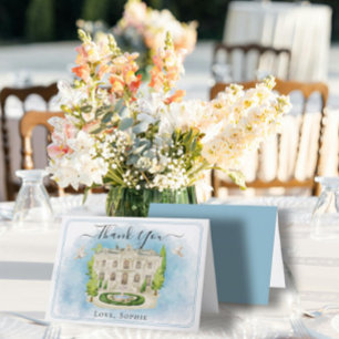 Pièce fontaine fleurie colombes Mariage Carte de r