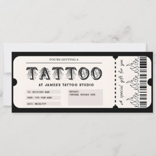 Pièce justificative de carte cadeau tatouage perso