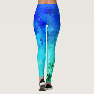 Pièces de puzzle bleu-vert dégradé Leggings