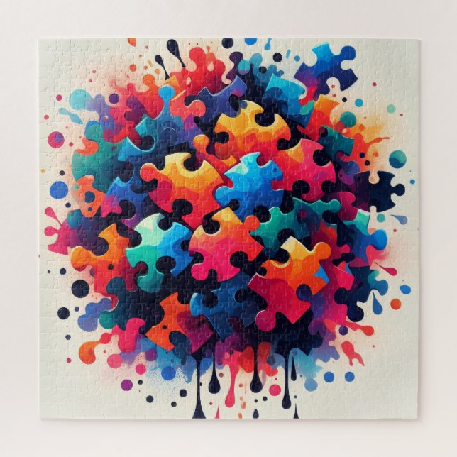 Pièces de puzzle en peinture éclaboussée (Vertical)