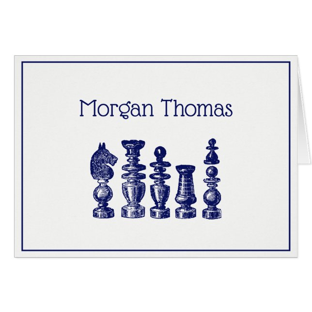 Pièces d'échecs Art Vintage bleu (Devant Horizontal)