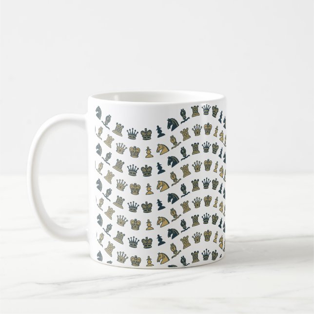 Pièces d'échecs dans la tasse de vagues (Gauche)