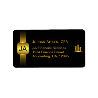 Pièces noires et or CPA Comptable Étiquettes de ad