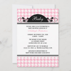 Pied de fond rose et blanc Invitations de douche p