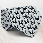 Pied French Bulldog Cravate vert<br><div class="desc">Un amusant petit motif français de taureau noir et blanc ou français sur un arrière - plan bleu oeuf de canard. Idéal pour tous les amoureux de les chiens,  gardiens de chiens,  marcheurs de chiens et vétérinaires. Art original de Nic Squirrell.</div>