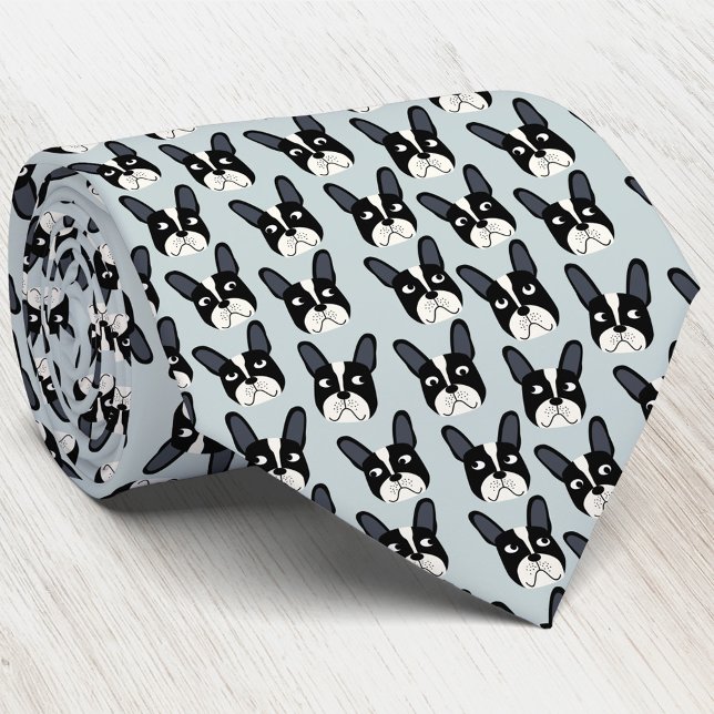 Pied French Bulldog Cravate vert (Pied French Bulldog pattern sea foam green dog art neck tie)