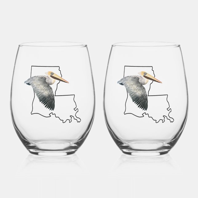 Pied Louisiana Pelican Verre à vin sans pierre - 2 set (Recto)