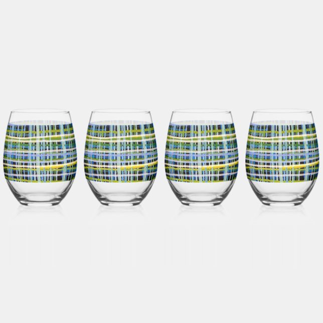 Pied Verre à vin sans pierre avec imprimé art Abstrait (Recto)