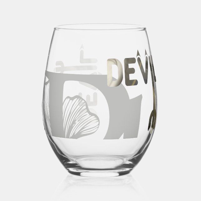 Pied Verre à vin sans tige DEVIL Abstrait Noir Or (Recto)