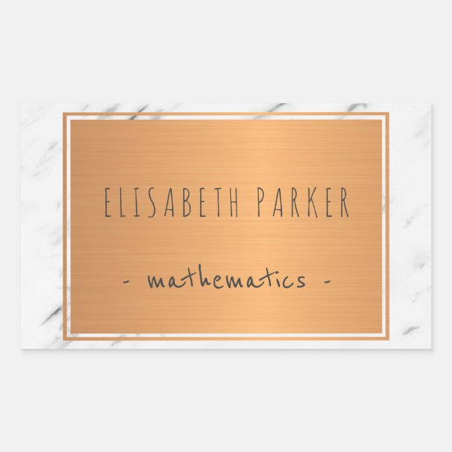 Pierre de Marbre blanc avec étiquette en cuivre vo (Devant)