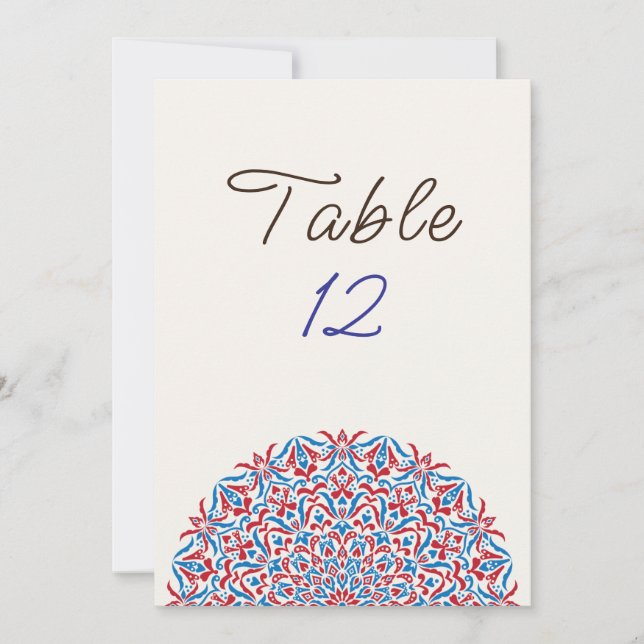 Pierre de marbre corail Mandala numéro de table de (Devant)